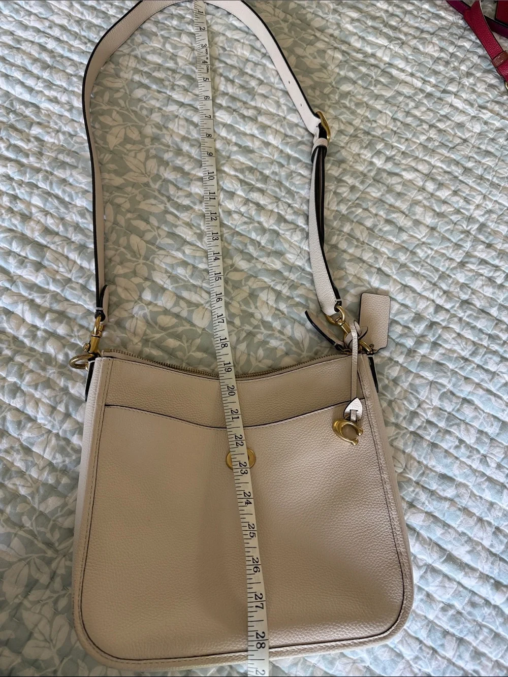 Coach Pebbled Leather Shoulder Bag in cream with Gold Hardware